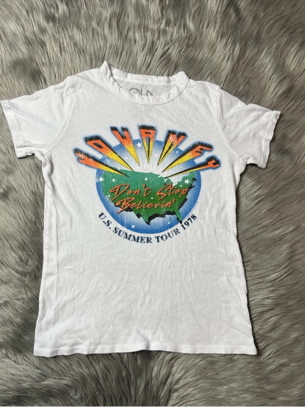 Chaser Journey Rock Band Retro White Womens Thin T Shirt